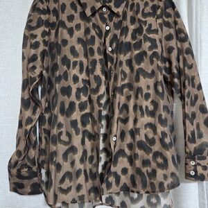 Leopard Spot Button-Up Top in Brown & Black